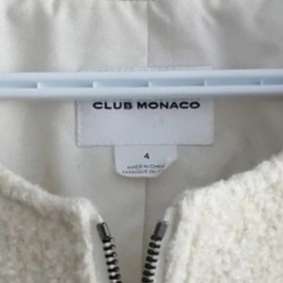Club Monaco Sherpa Wool Blend Cream Zip Up Blazer Size 4 - Picture 12 of 16